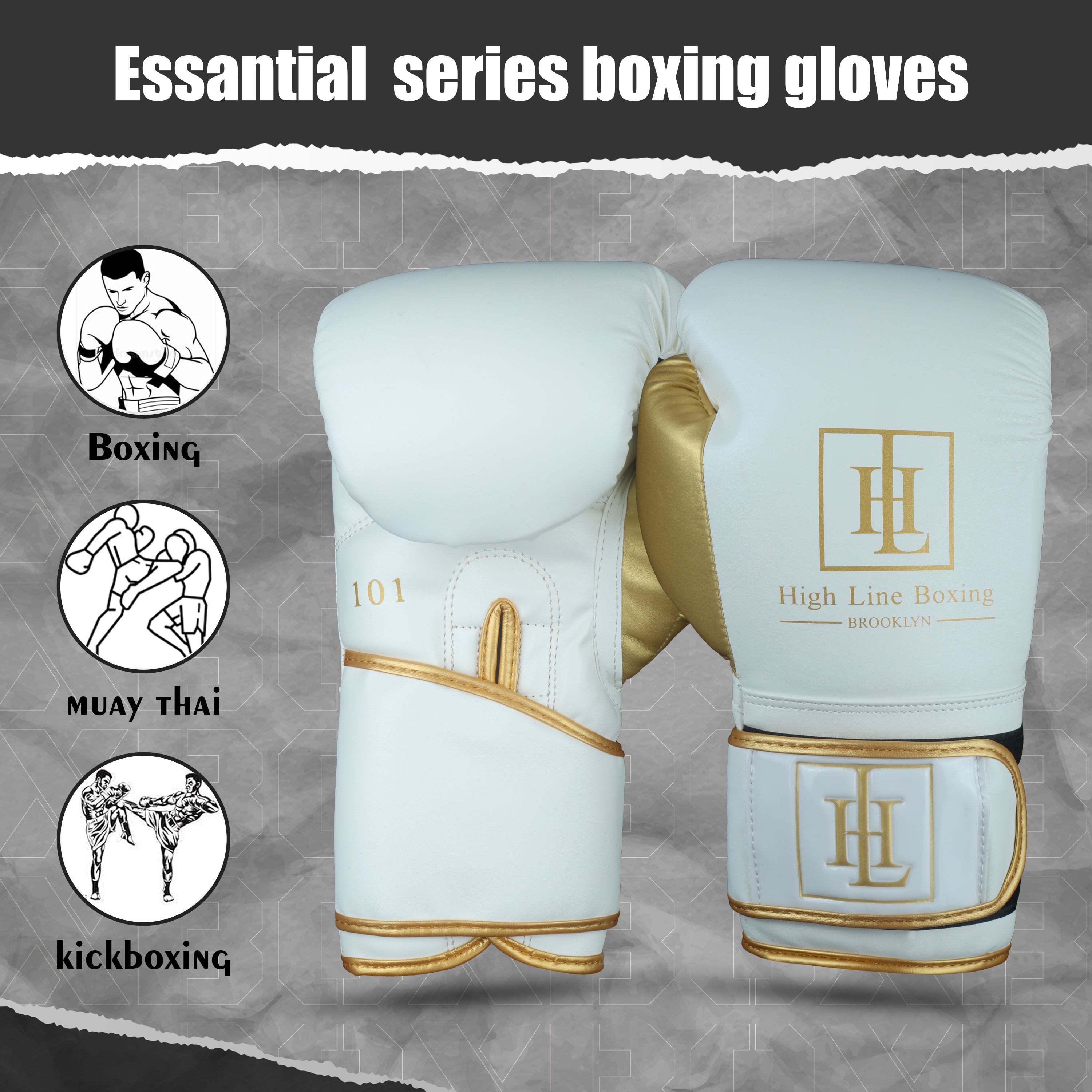 Adult Gloves Essential Series White & Gold